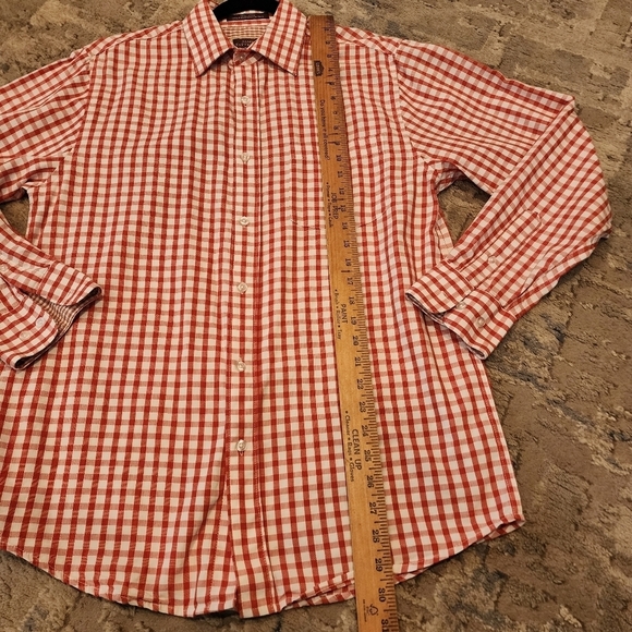 James Tattersall checkered plaid burnt orange/white long sleeve button up. - Picture 12 of 13